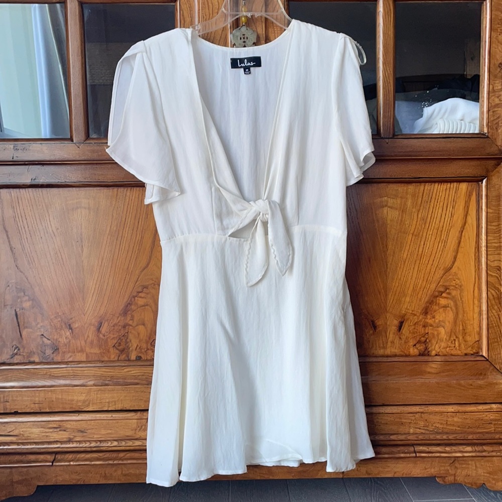 White Lulus Tie Front Dress